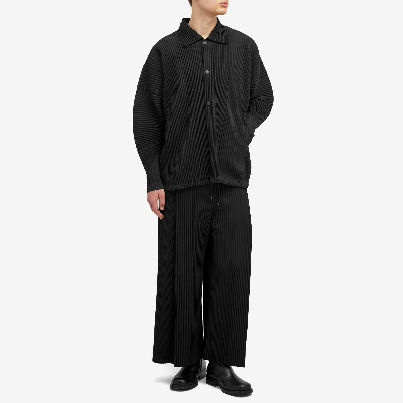 Homme Plissé Issey Miyake Men's Pleated Jacket Black | HP48JC106