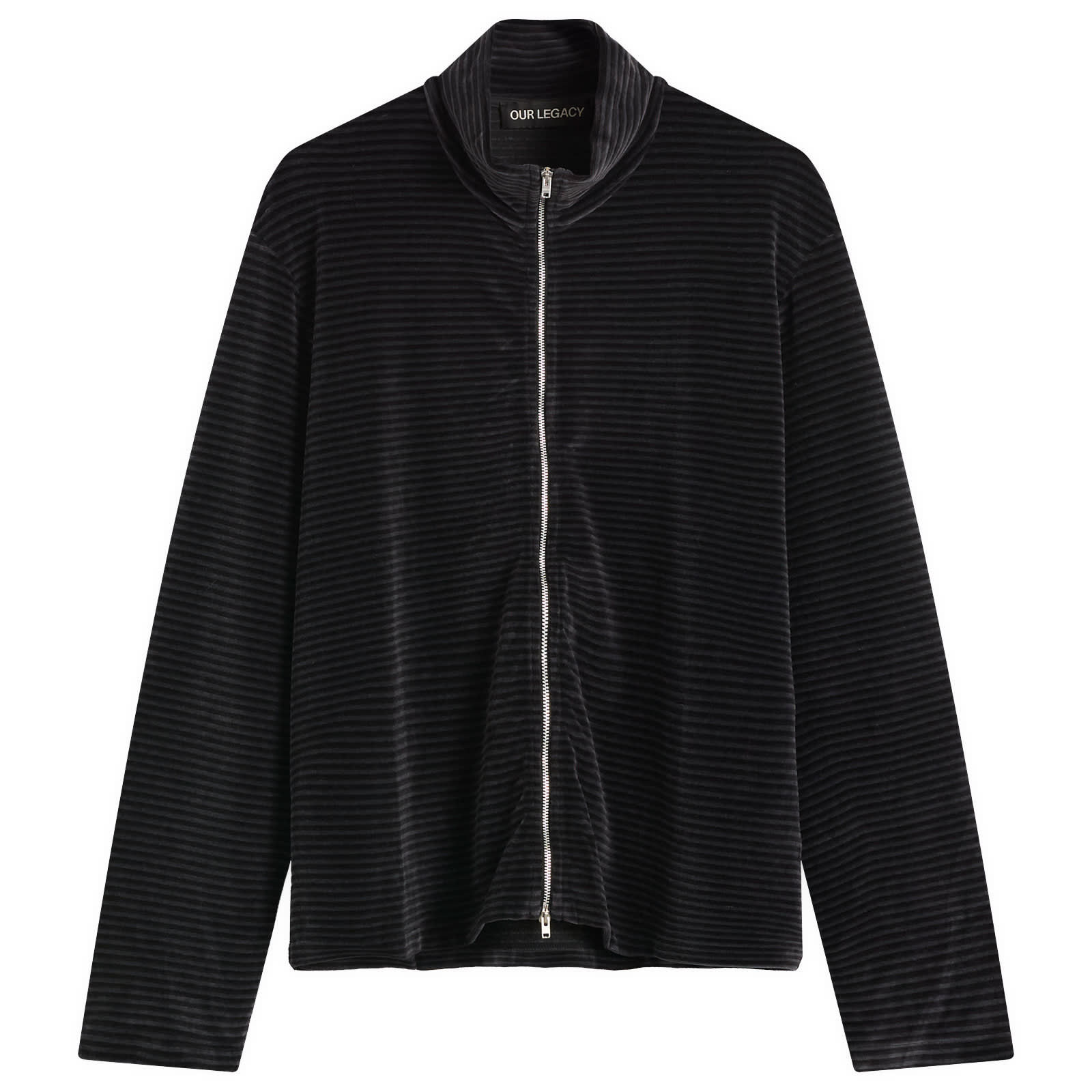 OUR LEGACY　SHRUNKEN FULLZIP POLO　Black Our Legacy - Shrunken Fullzip Polo Black Rib