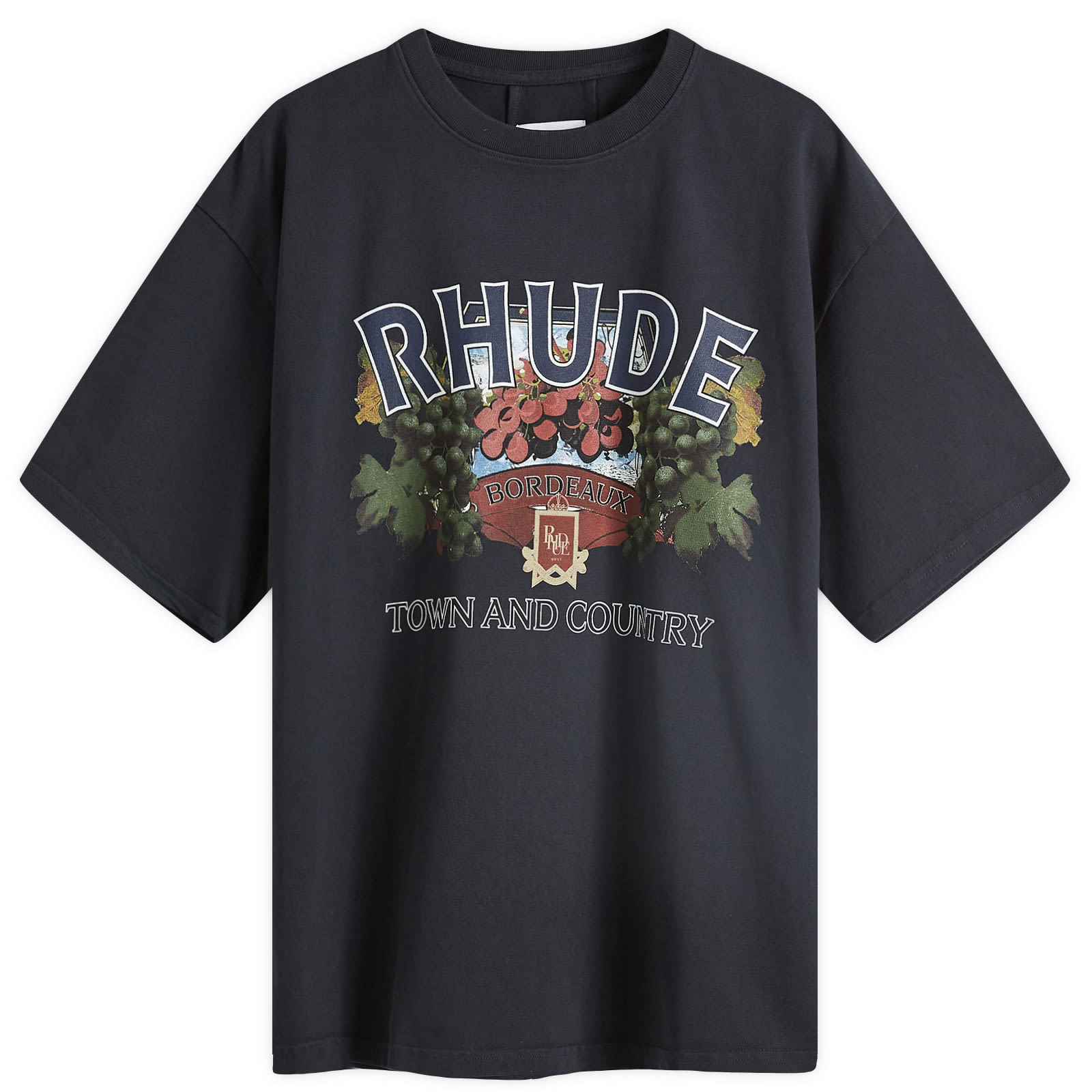 Rhude Men's Vintage Black Town And Country T-Shirt Extra Large