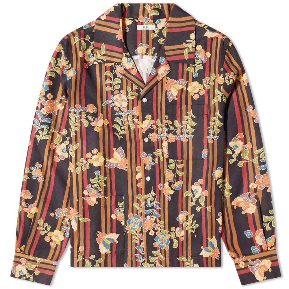 BODE Long Sleeve Butterfly Shirt Black Multi END.