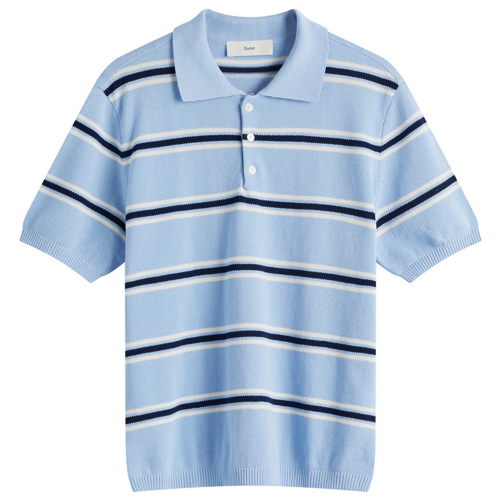 Dunst Women's Skyblue/Cream Unisex Striped Polo Knit
