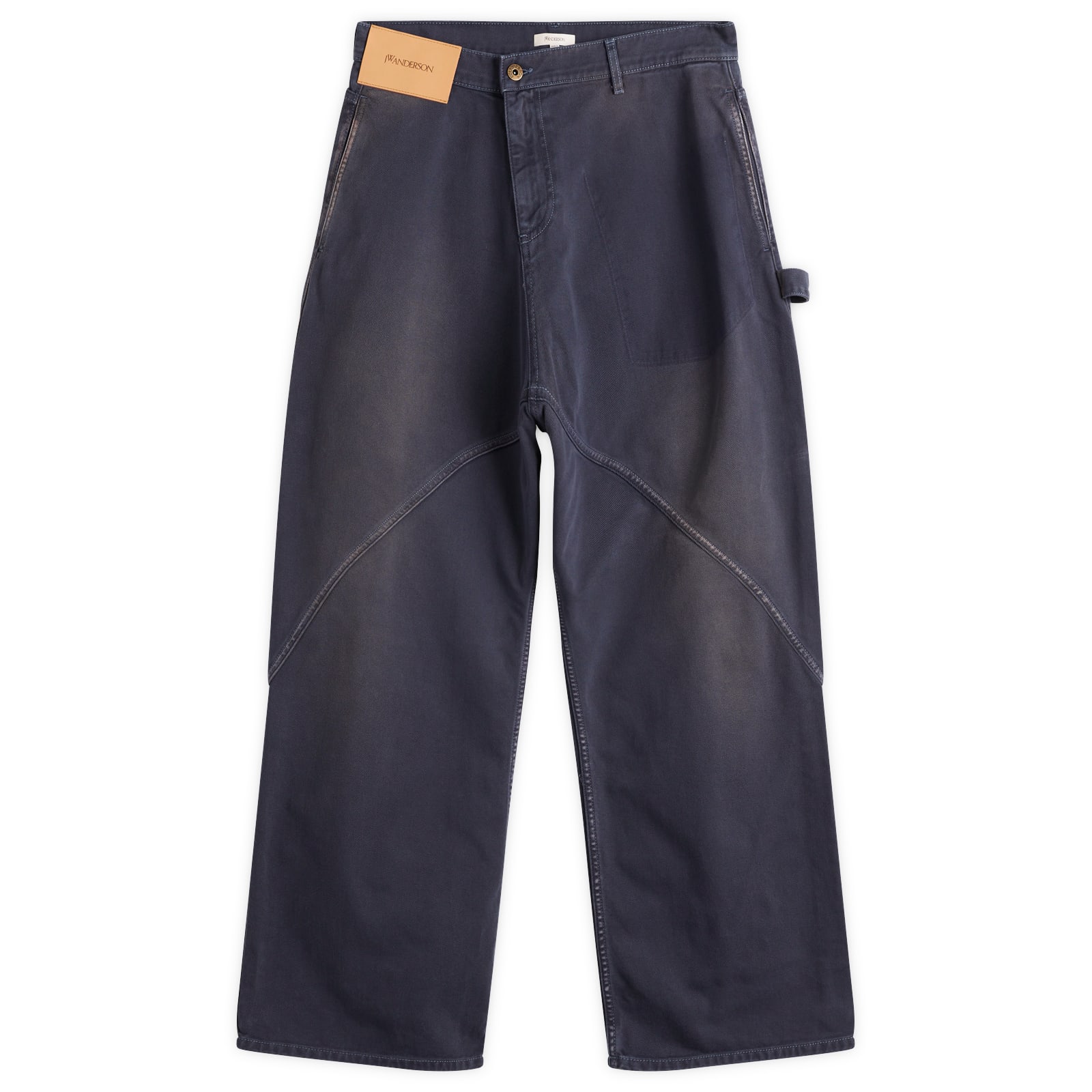 JW Anderson Men's Aged Twisted Workwear Jeans Navy - Curated Menswear