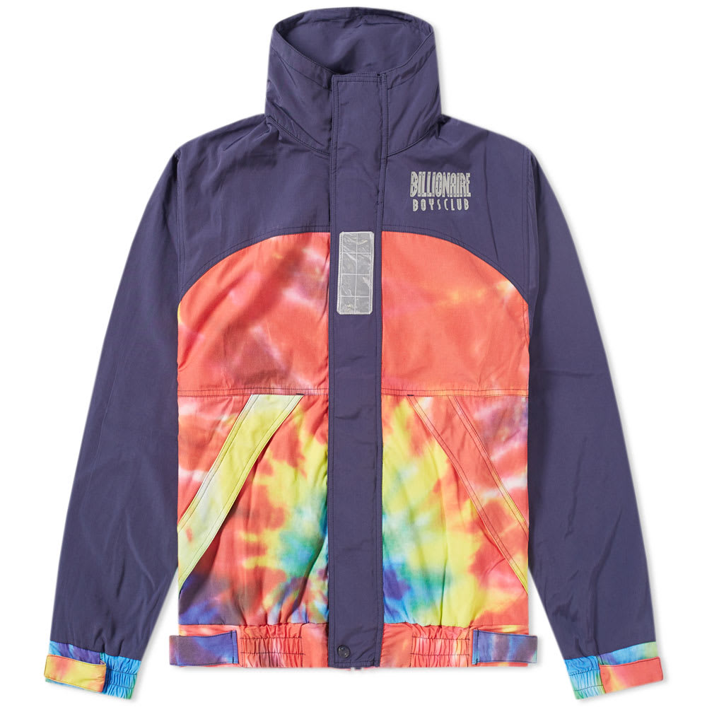 Fusing 90s style and streetwear aesthetics, Billionaire Boys Club present a vibrant sailing jacket constructed from a polyester, cotton and nylon blend. Covered in a digitally printed tie-dye pattern, this jacket features a contrast yellow zip-away hood, 3m logo print to the chest and a digitally printed map detail to the interior. 

50% Polyester, 40% Cotton, 10% Polyamide
Polyester Lining
Packable Hood
Tie Dye Digital Print
3M Branding & Branding