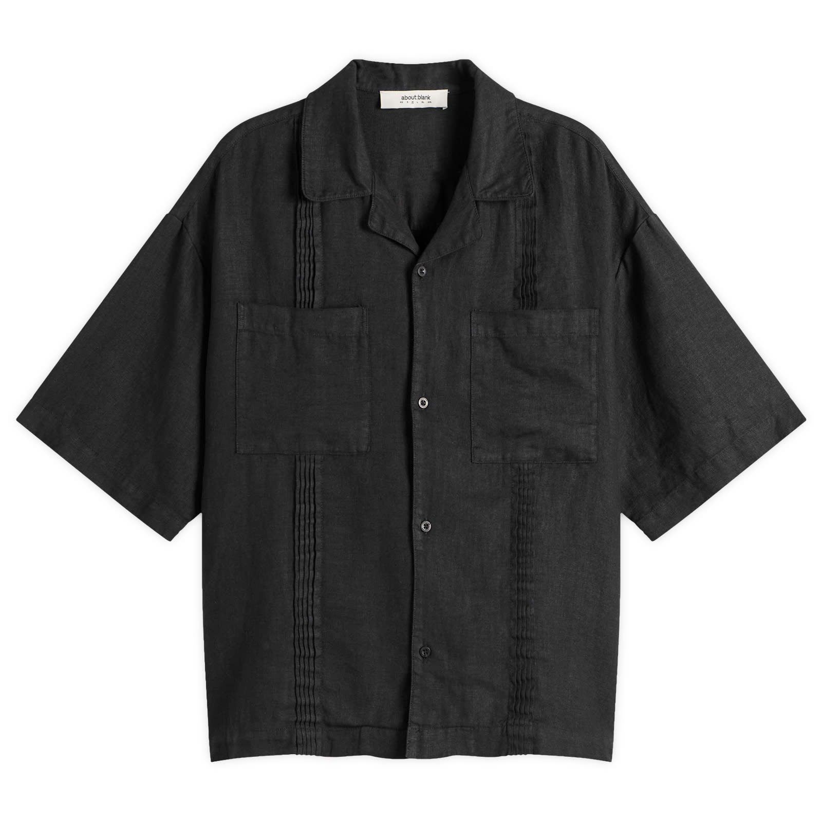about:blank Men’s Guayabera Vacation Shirt Black