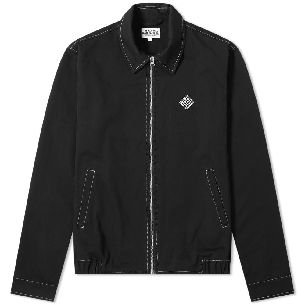 A stylish layer for your skating endeavours, The National Skateboard Co. share a revamped version of their Harrington jacket. Slickly dressed in black with contrast stitching throughout, the zip-up design boasts two pockets to the front, providing space for your essentials. A versatile addition to your skate attire, this layer is perfect for those throw-on-and-go moments. 
 
100% Cotton 
Zip Closure 
2 Side Entry Pockets 
Embroidered Branding 
Elasticated Hem