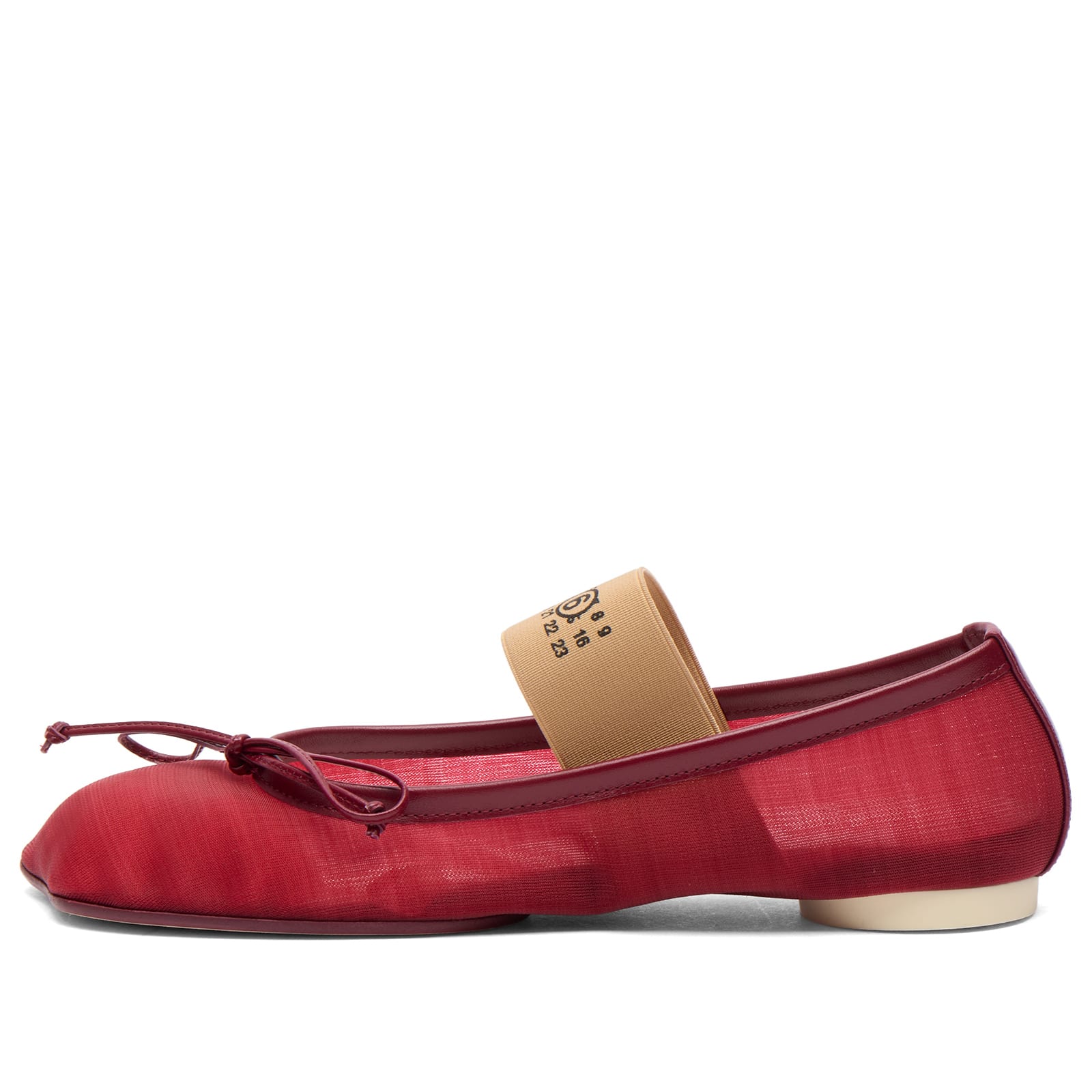 MM6 Maison Margiela Women's Mesh Moulded Toe Ballet Shoes in Ruby Wine, Size EU 37