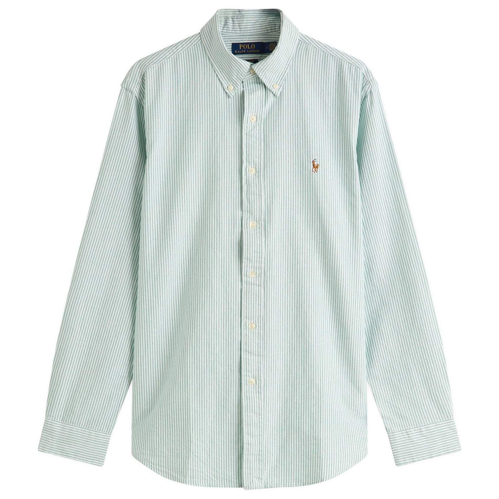 Polo Ralph Lauren Men's Button Down Stripe Oxford Shirt Hillside Green/White  - Curated Menswear