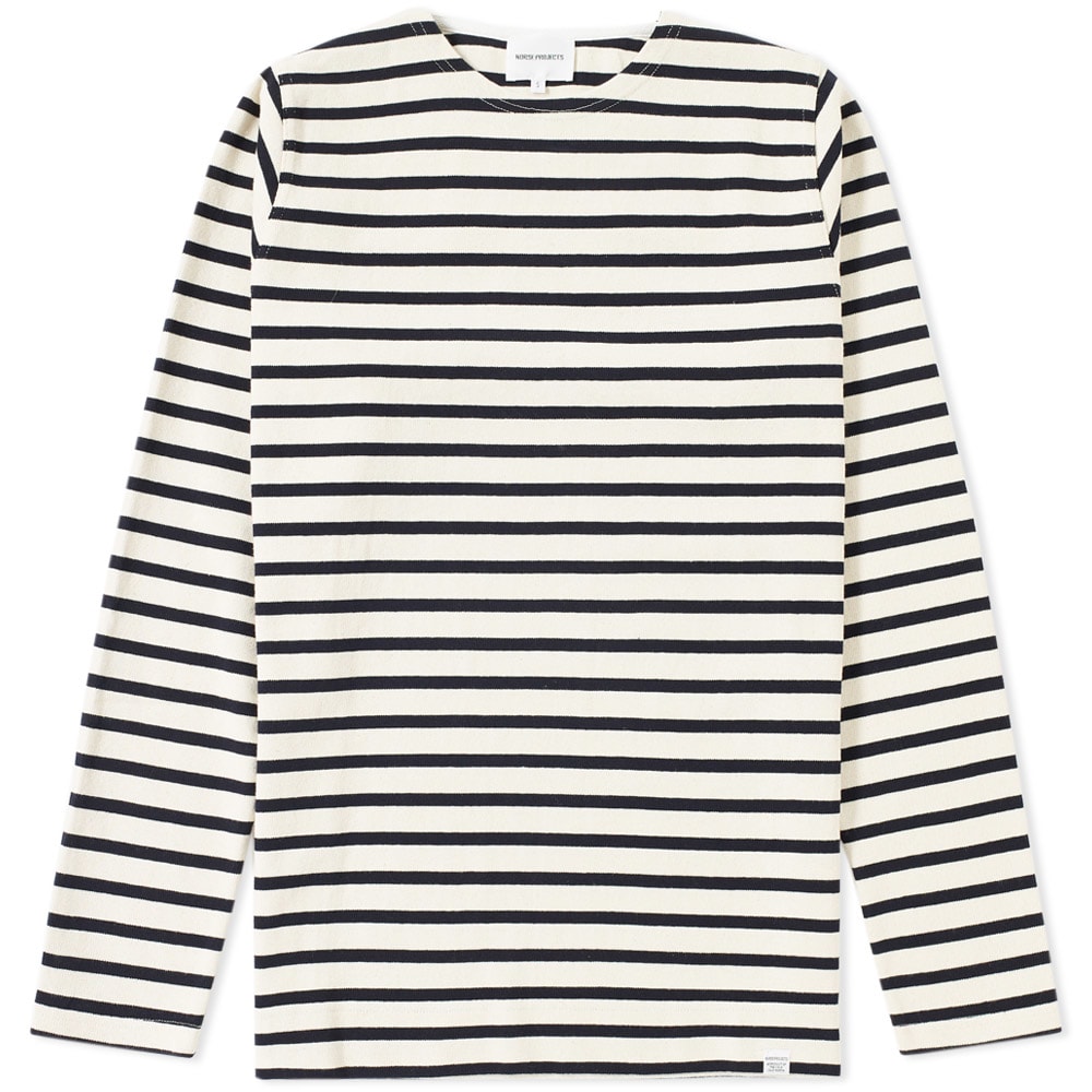 Norse Projects Long Sleeve Godtfred Compact Tee Ecru & Navy