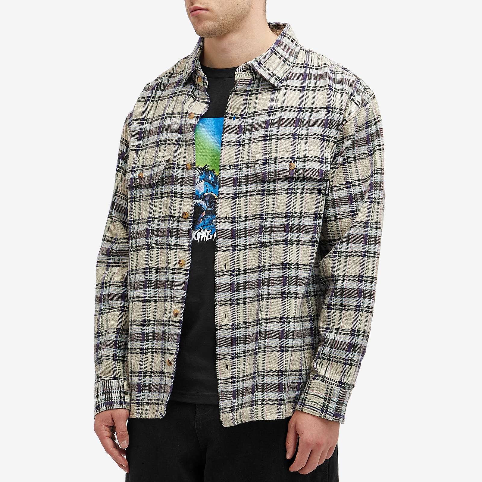 Fucking Awesome Rusty Plaid Flannel シャツ Fucking Awesome Men's Rusty Plaid Flannel Shirt Grey - Curated
