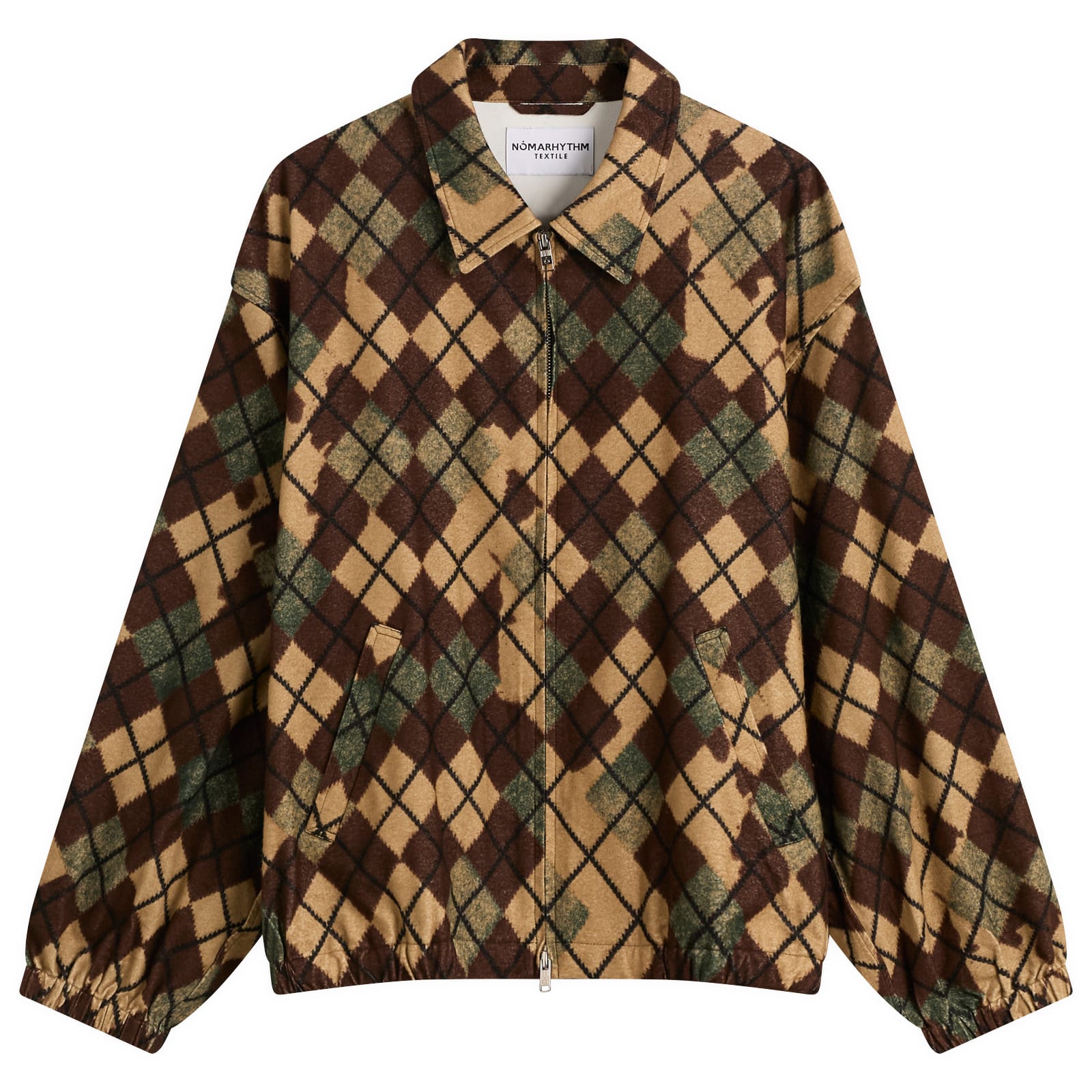 NOMARHYTHM TEXTILE Men’s Argyle Zip Jacket Brown