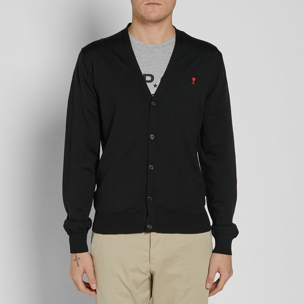 AMI Heart Logo Cardigan Black | END. (Global)