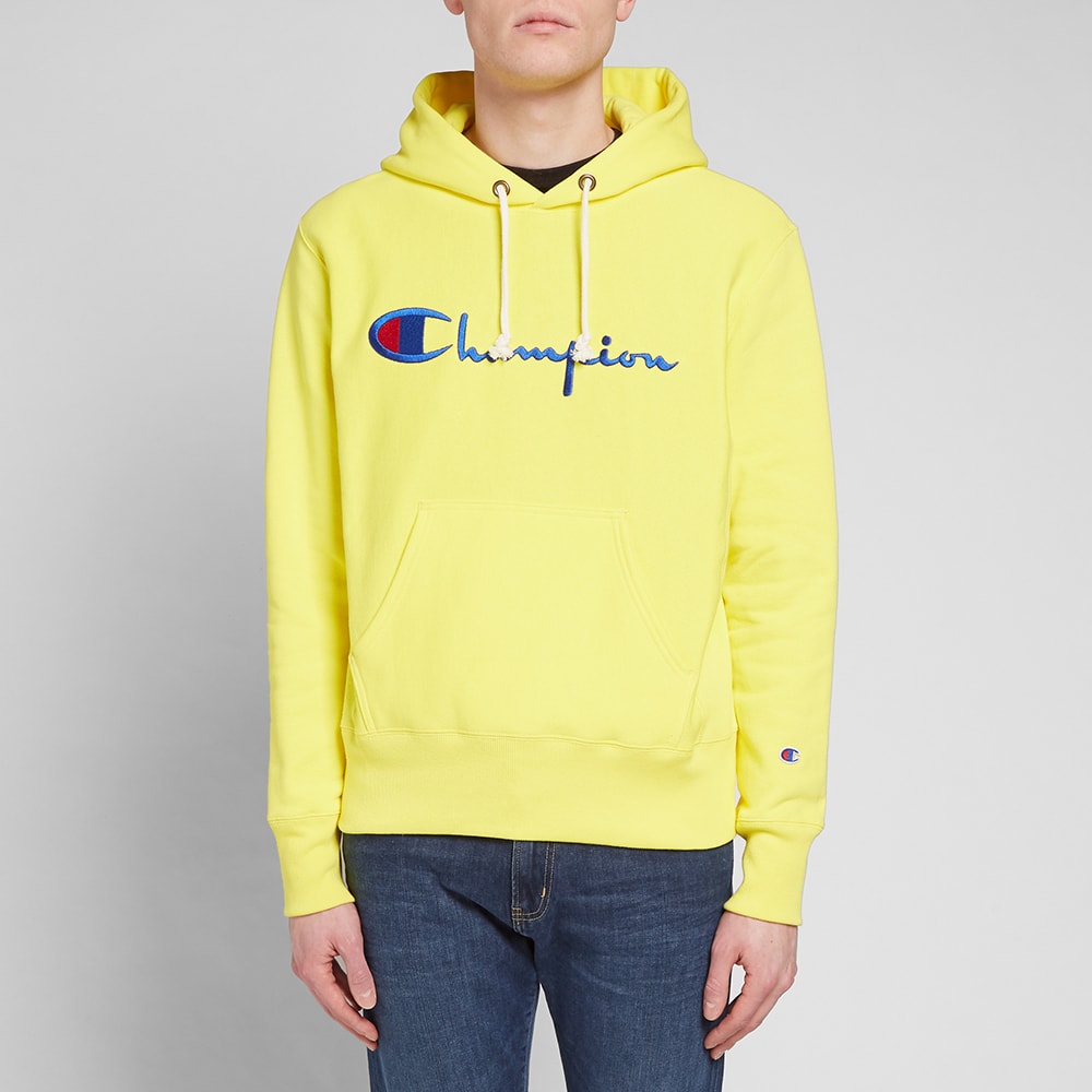 Champion reverse weave script logo hoodie clearance