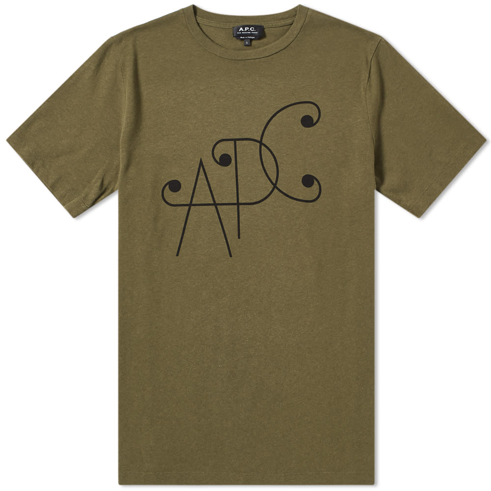 A.P.C. Scroll Logo Tee Green | END. (KR)