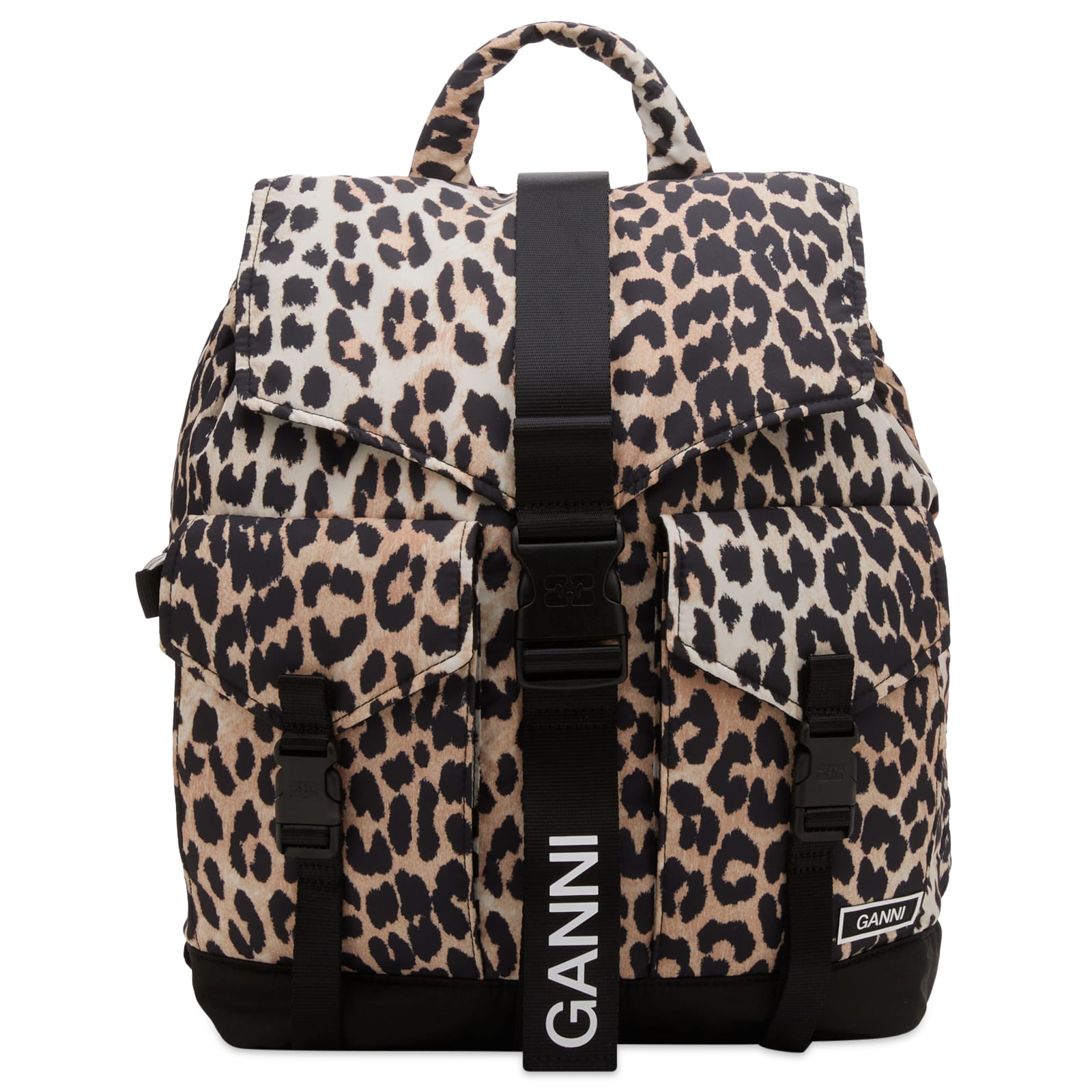 ★Ganni★ Recycle Tech Print Backpack Leopard A4757943 A4757 GANNI Recycled Tech Backpack Leopard | END. (US)