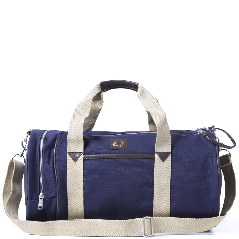 Fred Perry Classic Canvas Barrel Bag (Carbon Blue)