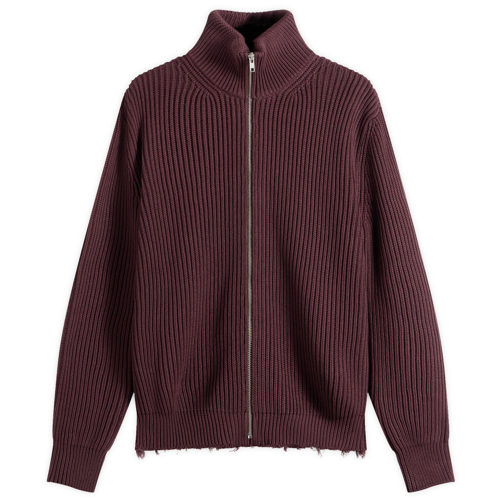 MM6 Maison Margiela Men's Zip Through Jumper in Ciocolat, Size Medium