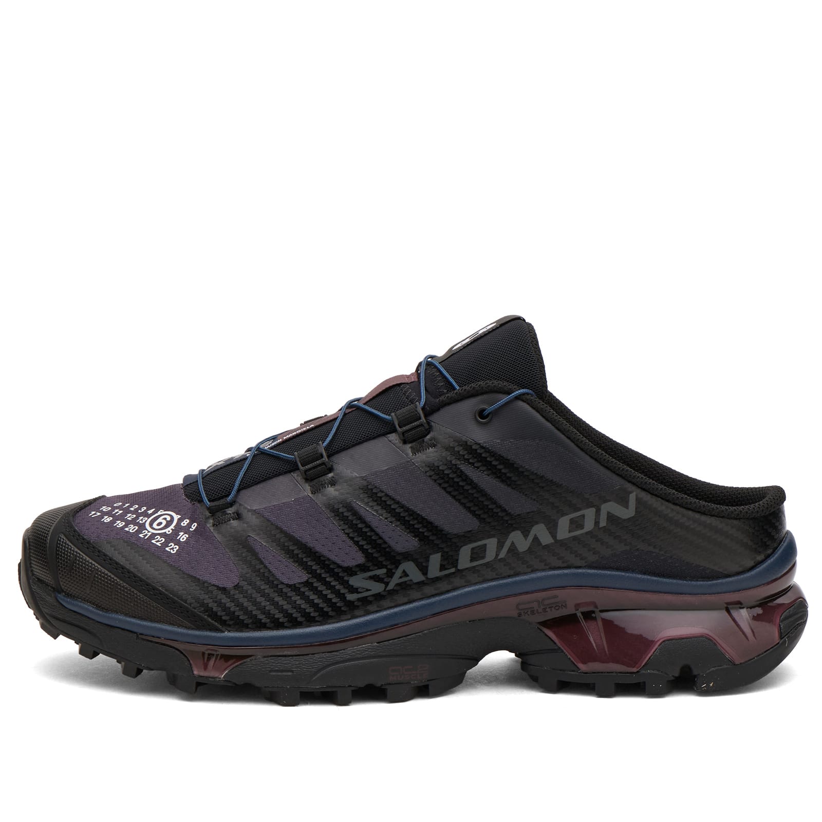 MM6 Maison Margiela x Salomon XT-4 Mule Sneakers in Black/Nine Iron/Hunkle Berry Violet, Size UK 8