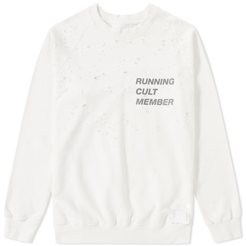 トップス Satisfy Cult Moth Eaten Crew Sweat SATISFY RUNNING CULT MEMBER MOTH EATEN CREW SWEATSHIRT RED