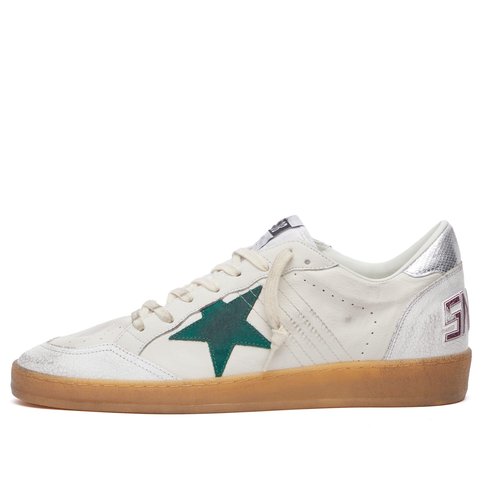 ★Golden ★ Ball Star Greentab Sneakers White GMF00117F Men's Ball Star in white nappa leather with green leather