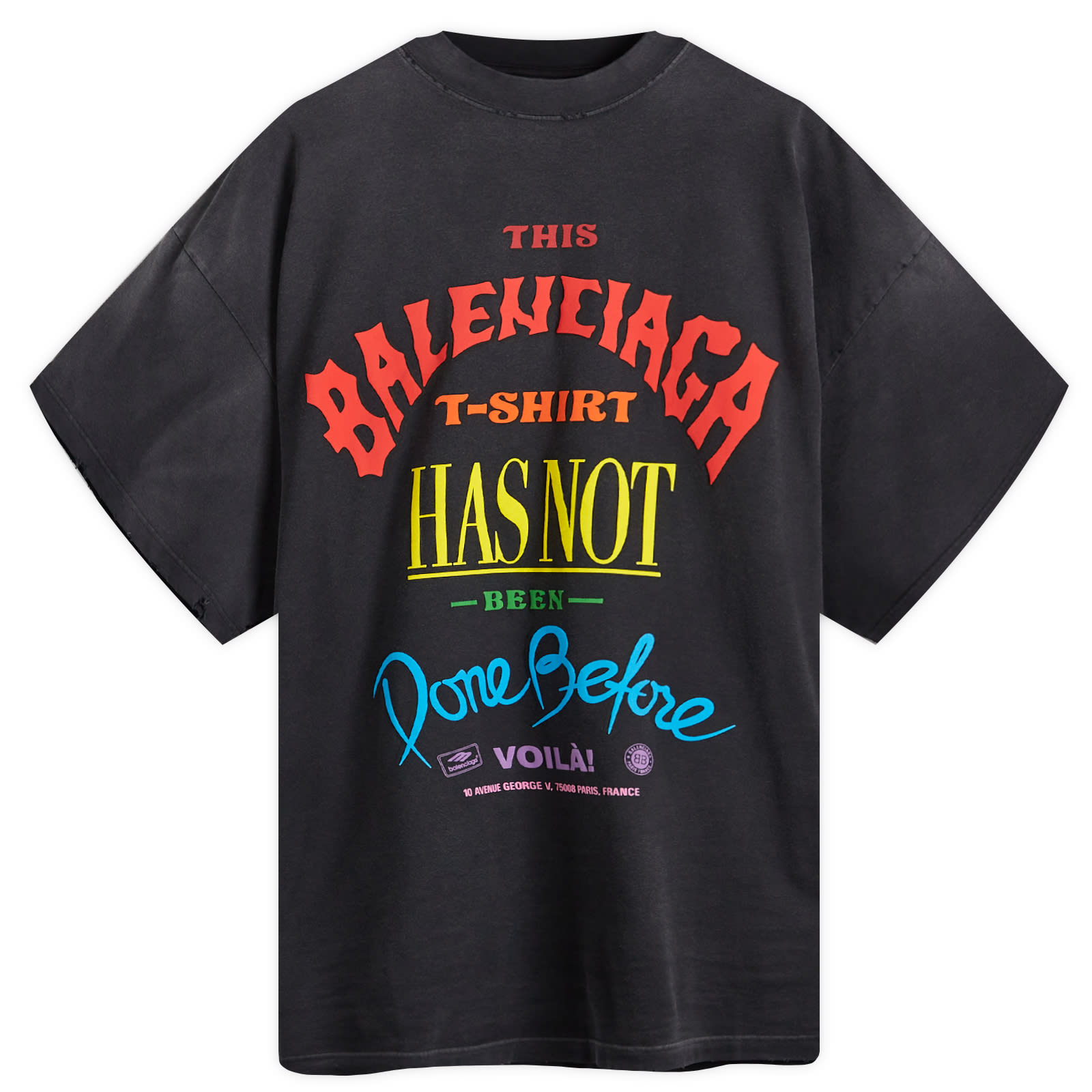 関税込【BALENCIAGA】Flame Short Sleeve T Shirt Wash Black Balenciaga Flame Short Sleeve T Shirt Washed Out Black | END