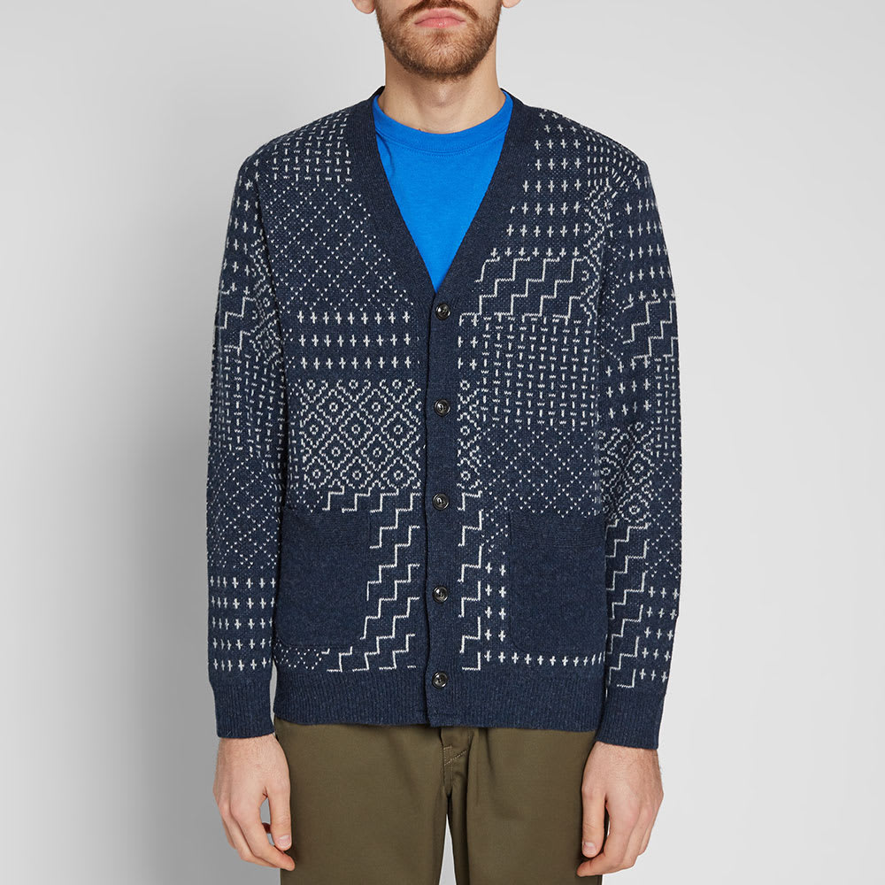 FDMTL Patchwork Wool Cardigan Navy | END. (US)