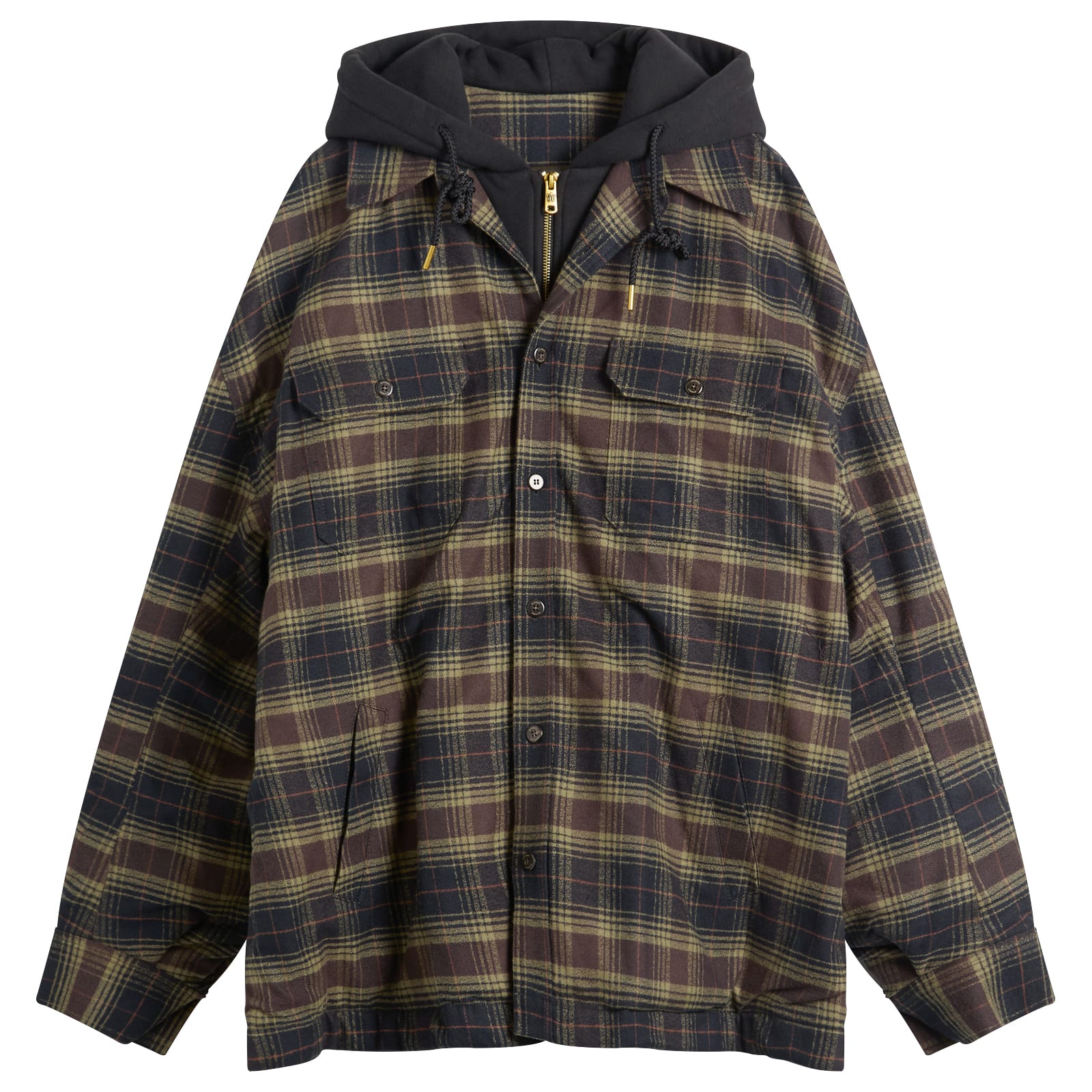 Willy Chavarria Men's Ganadero Overshirt in Olive, Size Large 