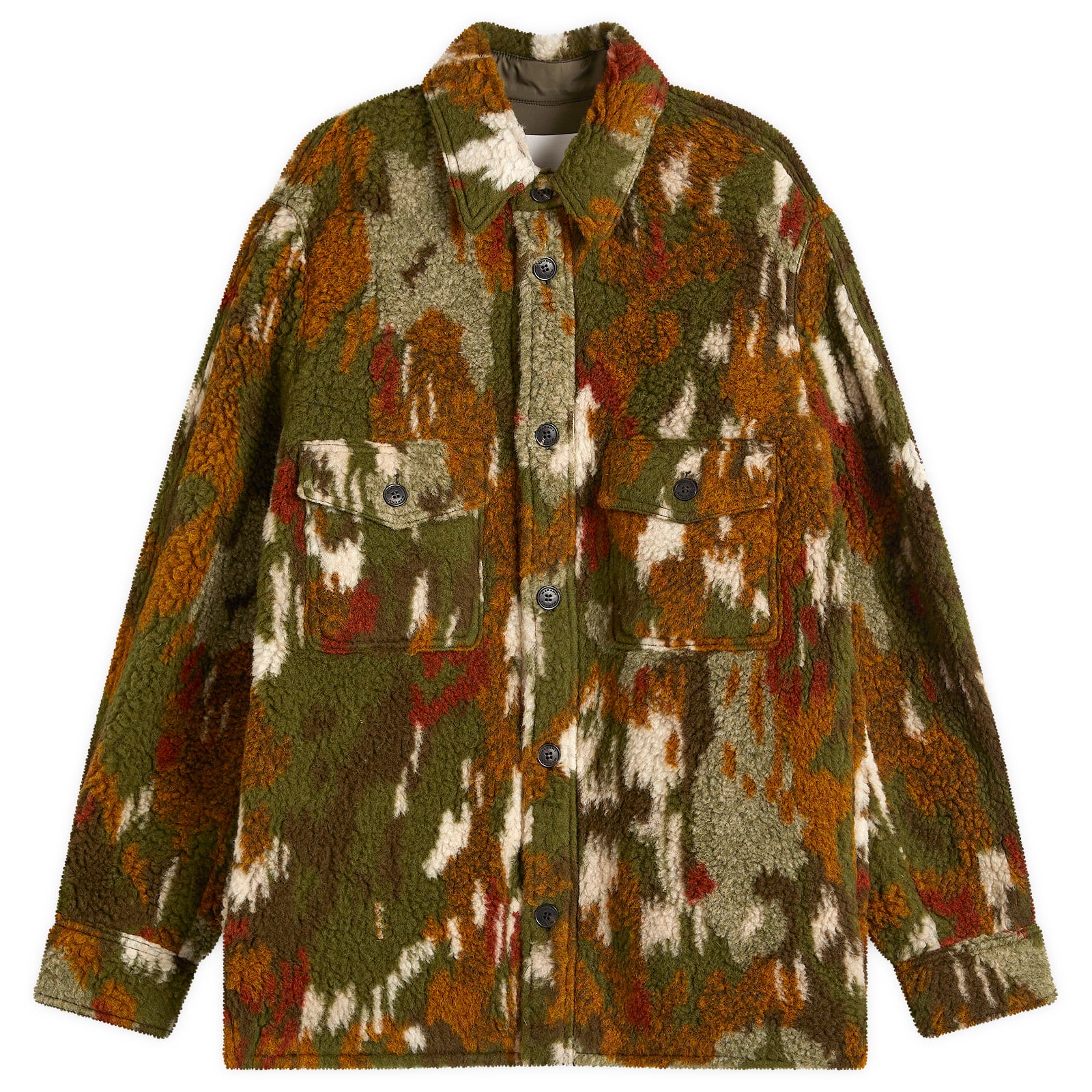 Isabel Marant Men’s Kervon Wool Camo Overshirt Khaki