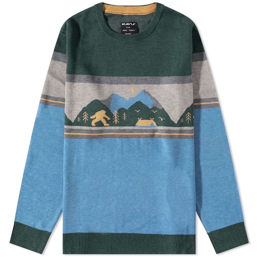 KAVU Highline Jacquard Crew Knit Myth Mountains END. (AR)