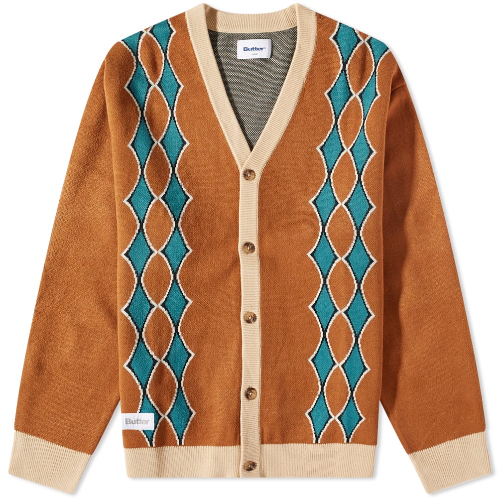 Butter Goods Diamond Knit Cardigan Nutmeg END.