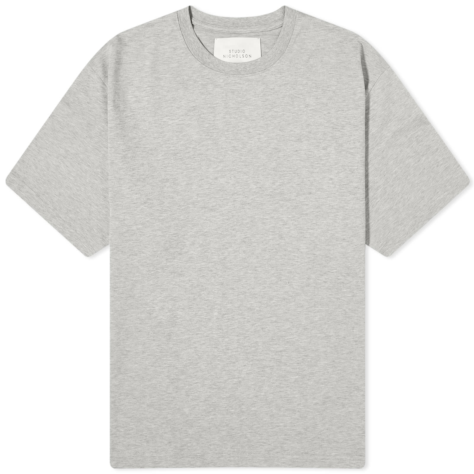 STUDIO NICHOLSON｜ (BRIC SHORT SLEEVE T-SHRIT GREY MARL Studio Nicholson Bric T-Shirt Grey Marl | END. (US)