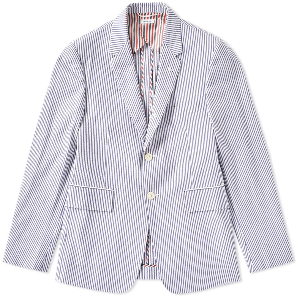 Thom Browne Classic Seersucker Blazer Navy & White | END.