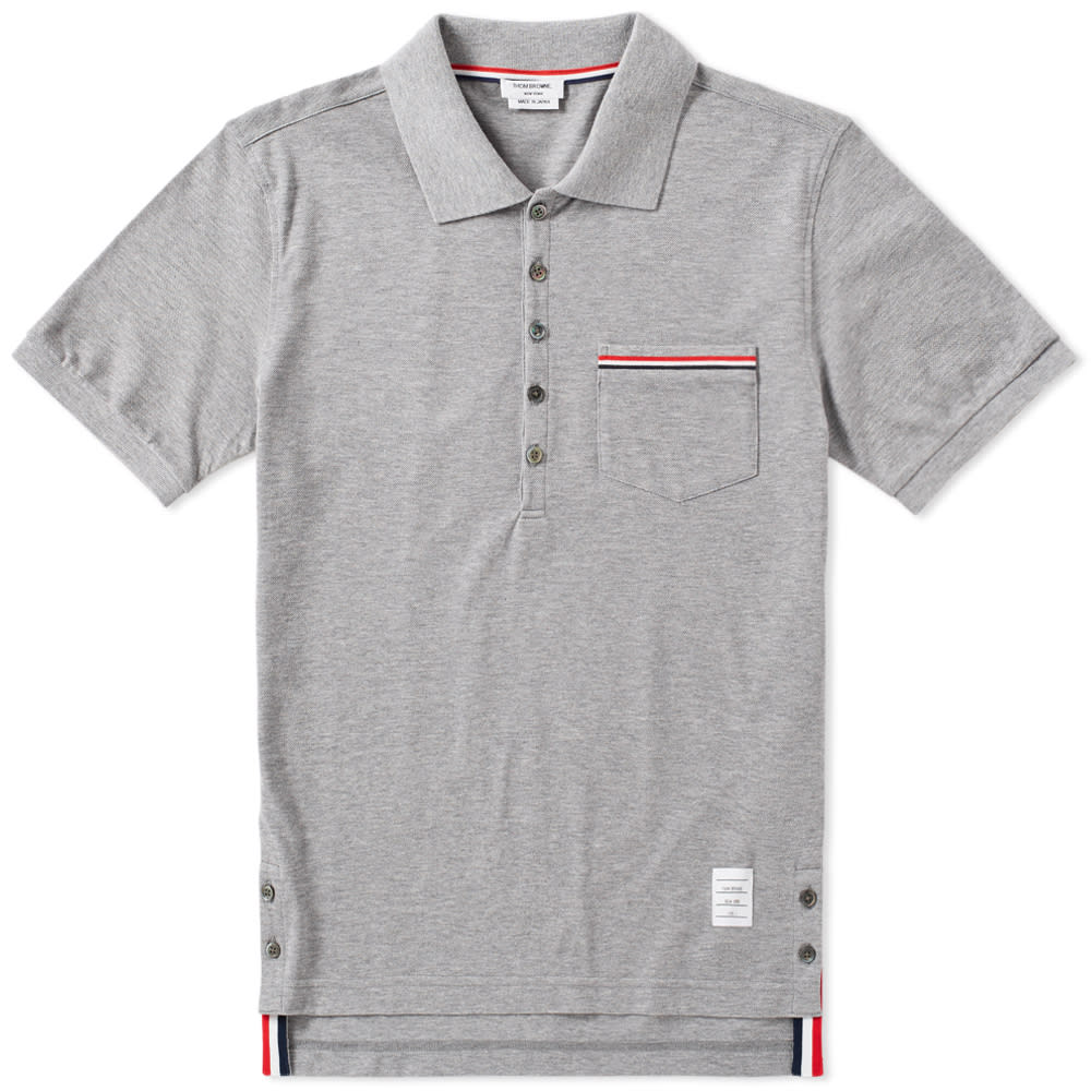 Thom Browne Mercerised Pique Pocket Polo Light Grey | END. (Global)