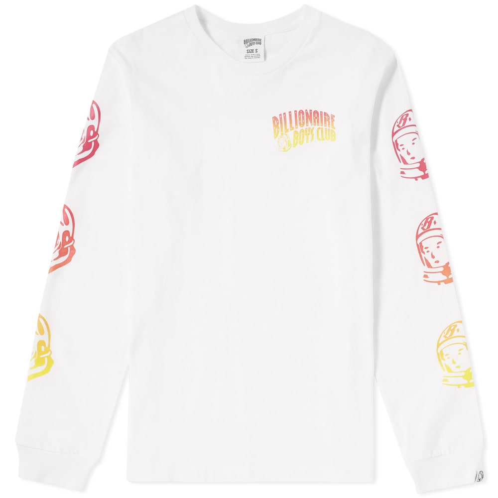 Branding this long sleeve tee with its iconic space-man print, Billionaire Boys Club see this cotton jersey tee with its logo at the chest, while the coveted astronaut is printed down the sleeves. Realised with a gradient printed design, this soft and breathable staple is finished with a woven logo tab fitted at the cuff.

100% Cotton
Printed Decoration Throughout
Logo Tab to the Cuff
Ribbed Crewneck & Cuffs