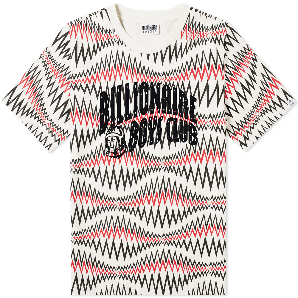 With a reputation for unique prints, Pharrell and Nigo join forces to produce this patterned tee from their latest Billionaire Boys Club collection. Made from a soft cotton, the short-sleeved style is dressed in an all-over sound wave print with their signature branding stamped on top. Trimmed with a ribbed crewneck, this piece will be a colourful addition to your everyday rotation of tees.

100% Cotton
Ribbed Crewneck
Printed Branding
Woven Brand Tab