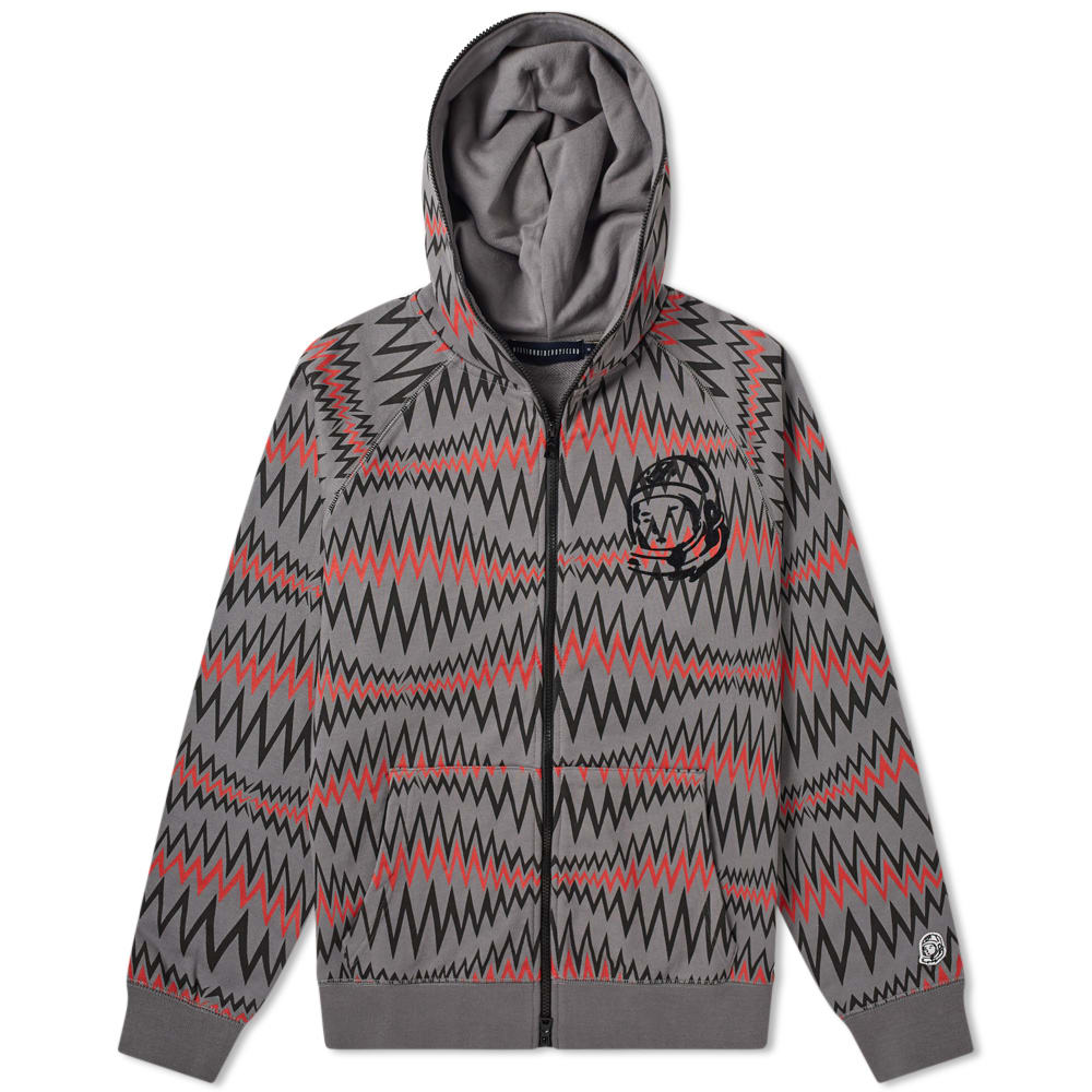 Pharrell and Nigo emulate sound waves with this zip-up design from their latest Billionaire Boys Club collection. Decorated with BBC branding on the back, the hoody features a split kangaroo pocket offering space for small essentials. Paying homage to the label's penchant for space, the astronaut motif is worn proudly on the chest. Secured with a full zip closure from hem to hood, the patterned style is sure to be a unique addition to your hoody collection.

100% Cotton
Zip Closure
Printed Branding
Astronaut Appliqué
Split Kangaroo Pocket
Ribbed Cuffs & Hem