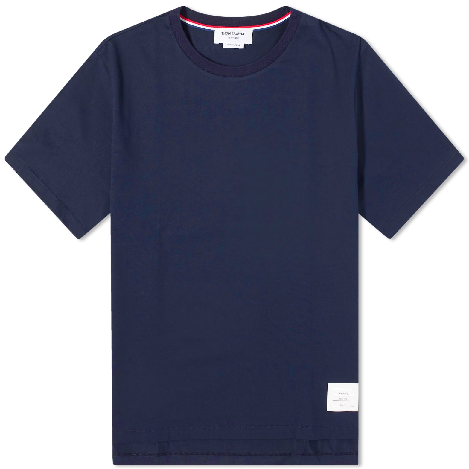 Tシャツ・カットソー THOM BROWNE Men T Shirts MJS067A00042415 Blue Thom Browne Relaxed Fit Side Split Classic T-Shirt Navy