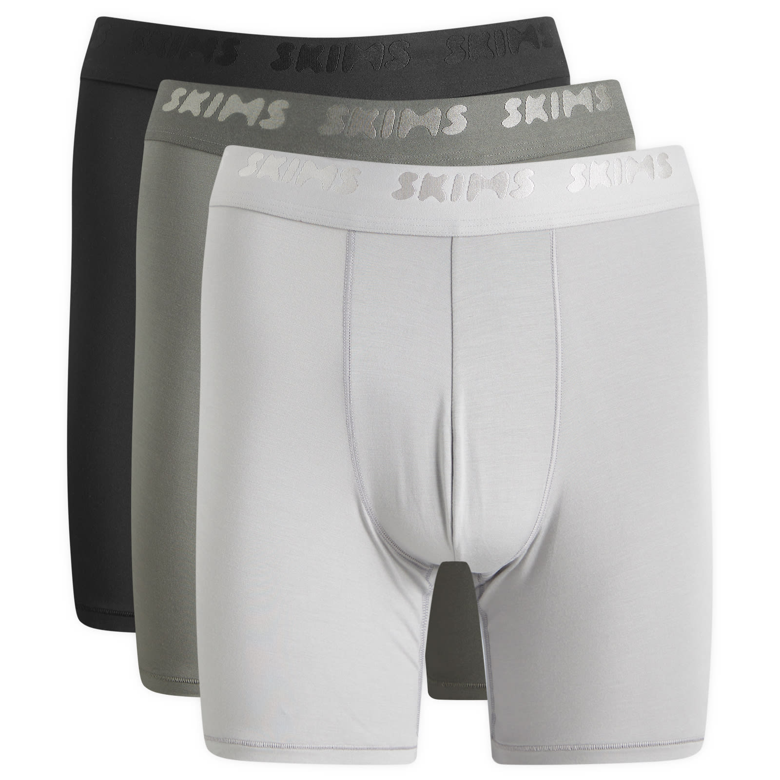 SKIMS Stretch 3 Pack Boxer Brief 5 Inch Gunmetal Multi END. (CN)
