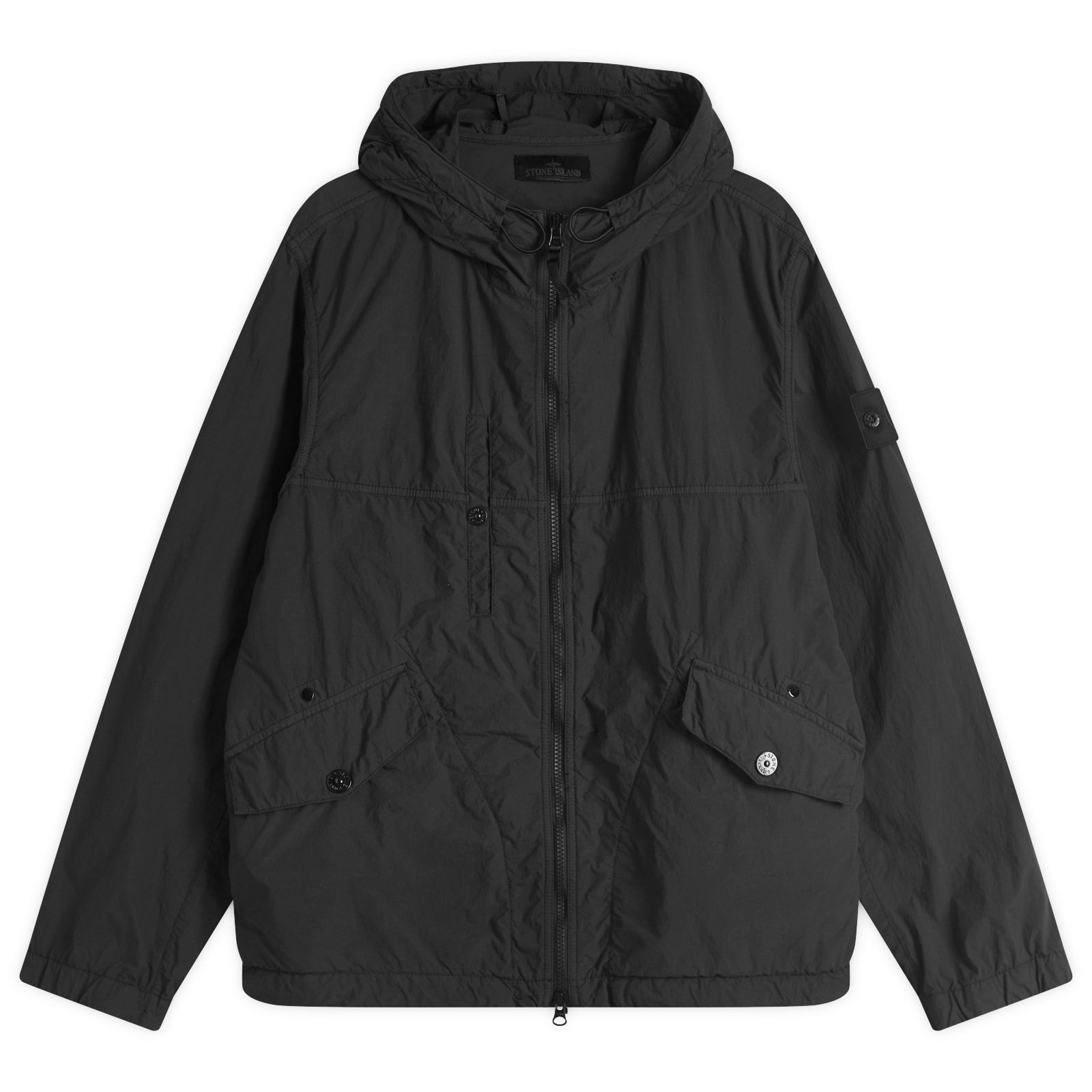 Stone Island Mens Ghost Piece Nylon Smerigliato Short Parka Black