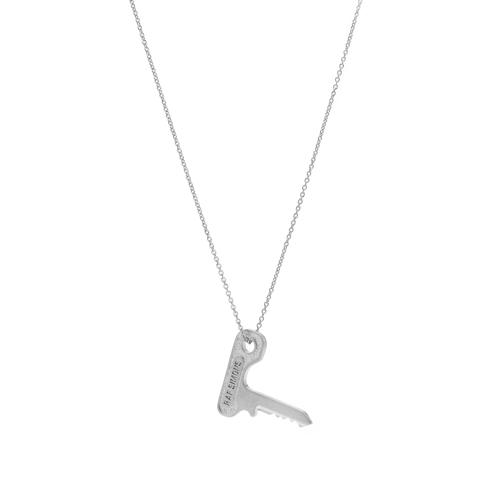 Raf Simons Small Key On Hanger Necklace Antique Silver END.