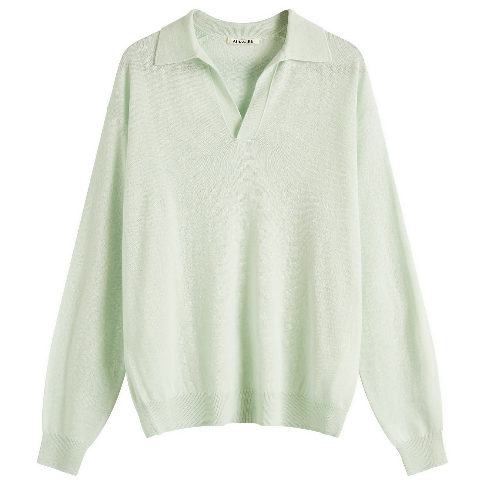 Auralee Cashmere Silk Knit Skipper Polo White Green | END. (CA)