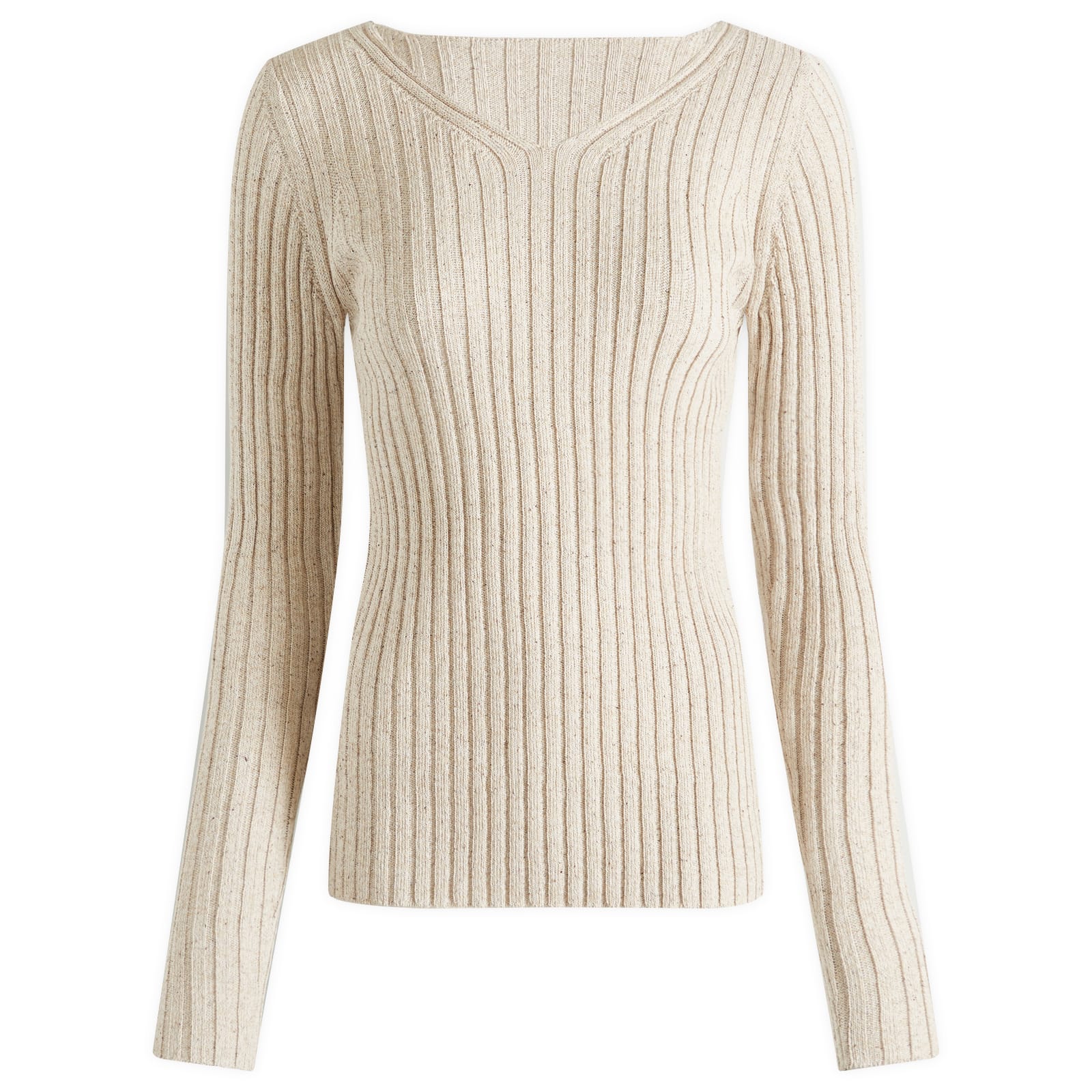 トップス AURALEE RIB KNIT V NECK Auralee Rib Knit V-Neck Pullover Top Ivory Beige | END. (US)