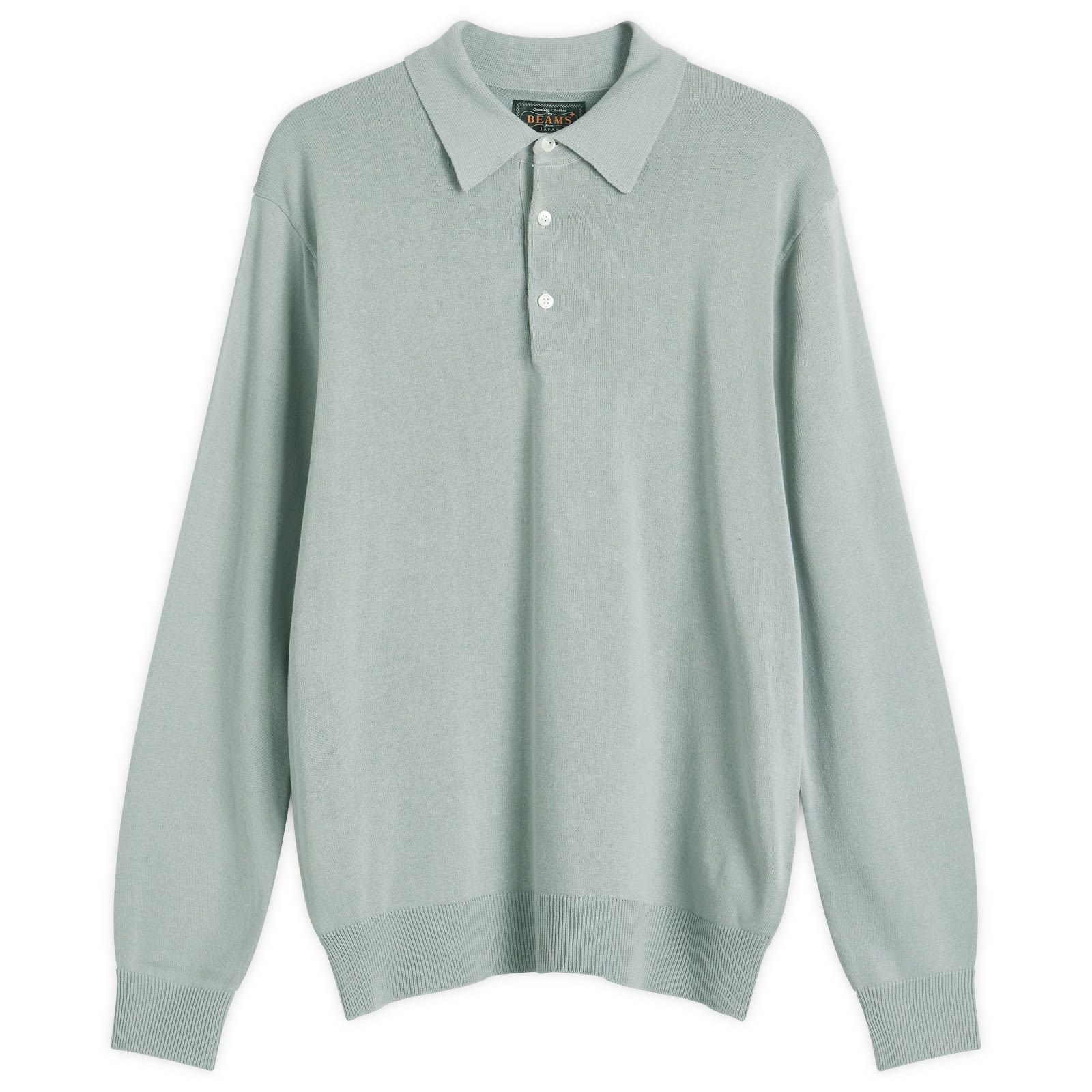 Beams Plus 12g Knit Long Sleeve Polo Ice Blue | END. (CA)