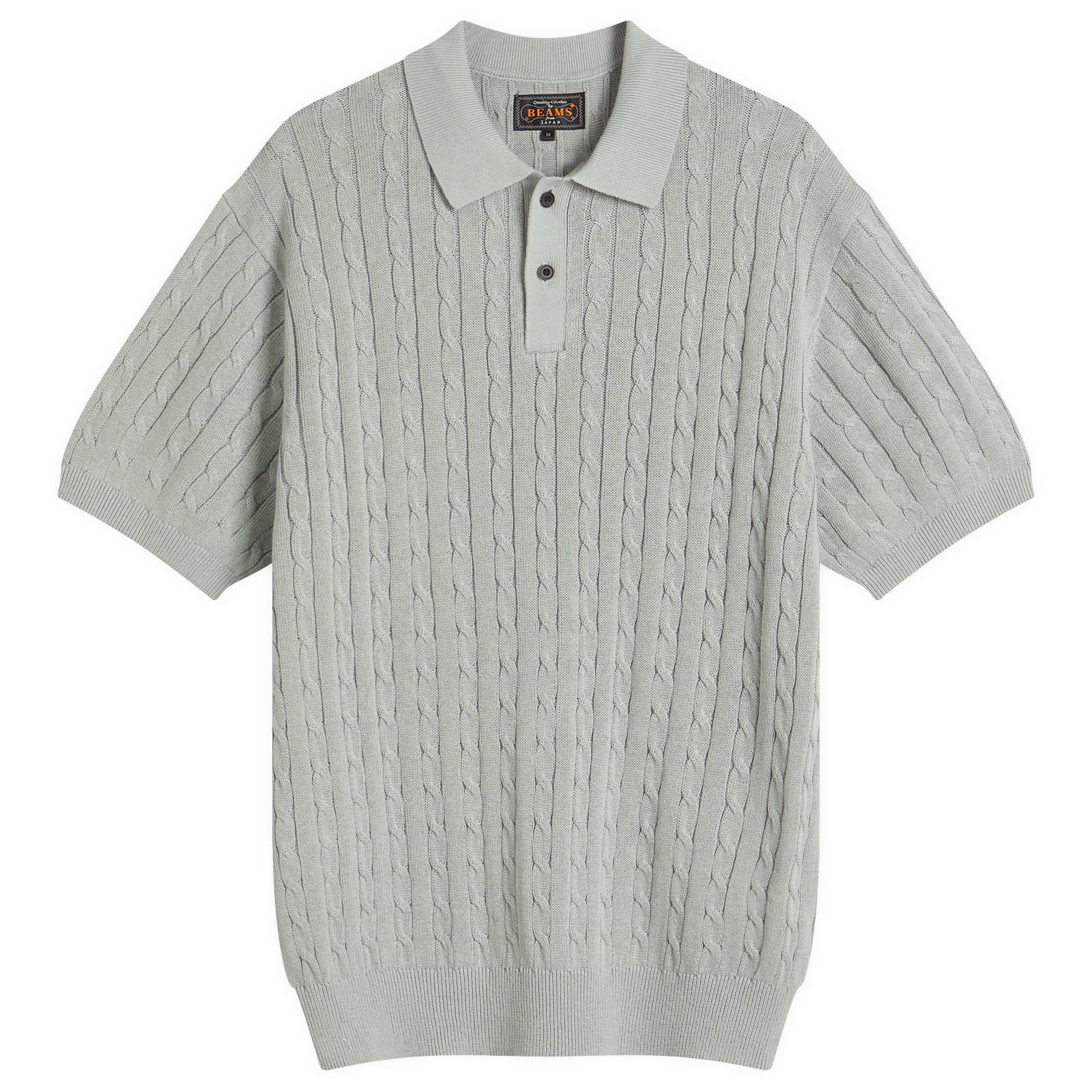【BEAMS】Knit Polo Cable　ICE BLUE L Beams Plus Zip Knit Polo Beige