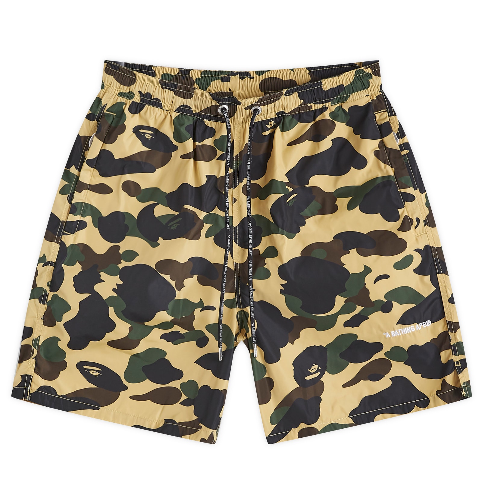 A Bathing Ape Men's 1st Camo Nylon Beach Short Yellow - Curated