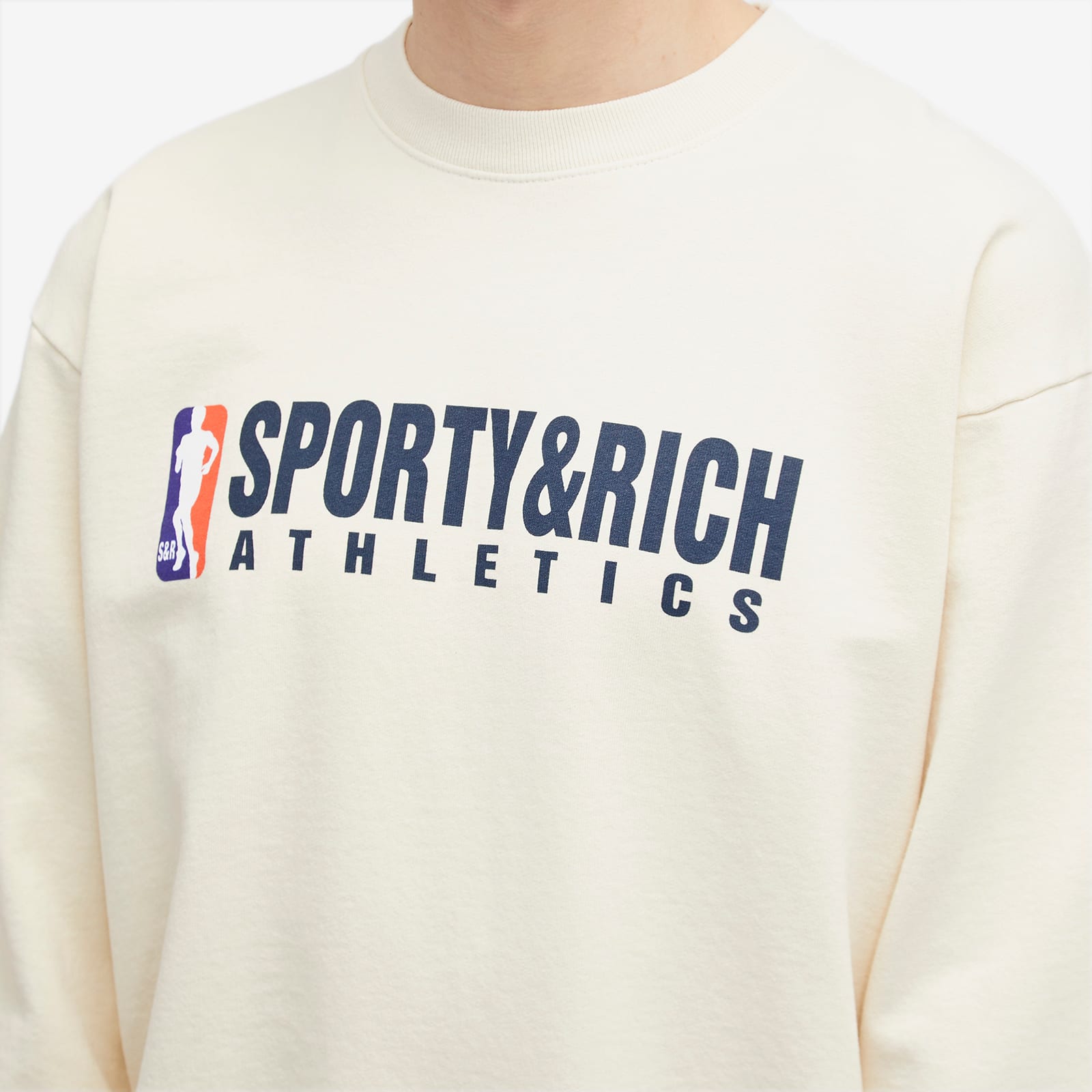 Sporty&Rich｜ (Team Logo Crewneck - Cream/Navy (WS067S41 Sporty&Rich｜ (Team Logo Crewneck - Cream/Navy (WS067S41