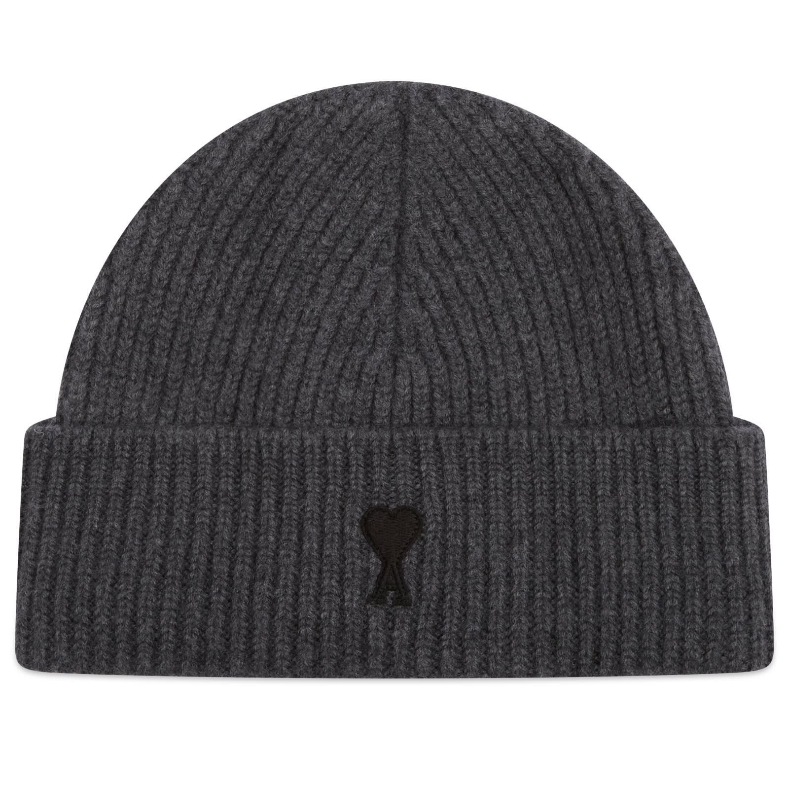 AMI Paris Felted Merino Wool Knit Beanie Gris Chine/ Noir