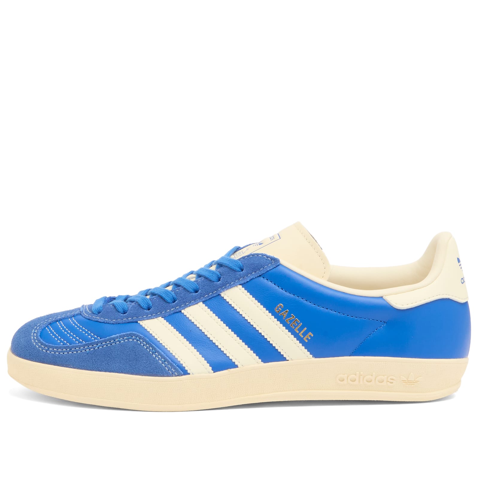 Adidas Men's Gazelle Indoor Sneaker in Blue/Cream White/Gold - JQ8383