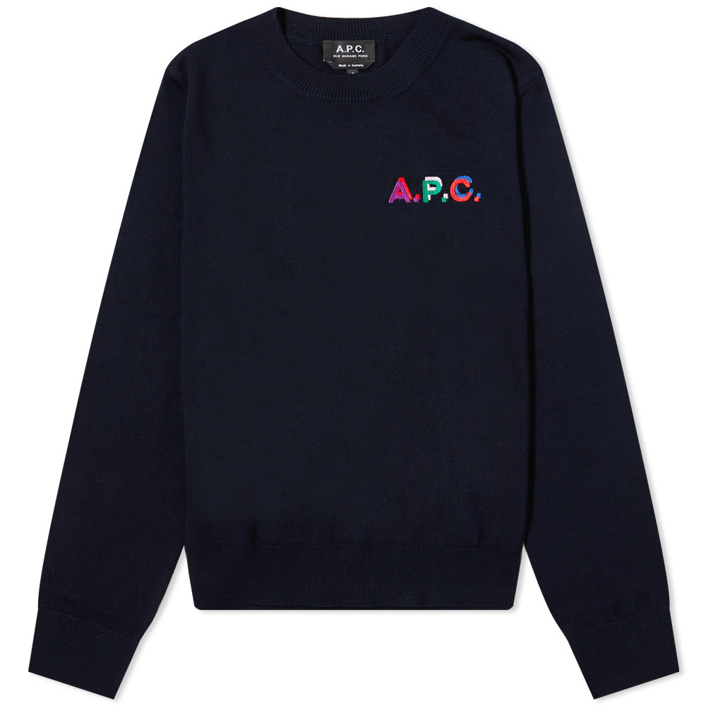 A.P.C Rose Logo Sweater Iak Dark Navy 