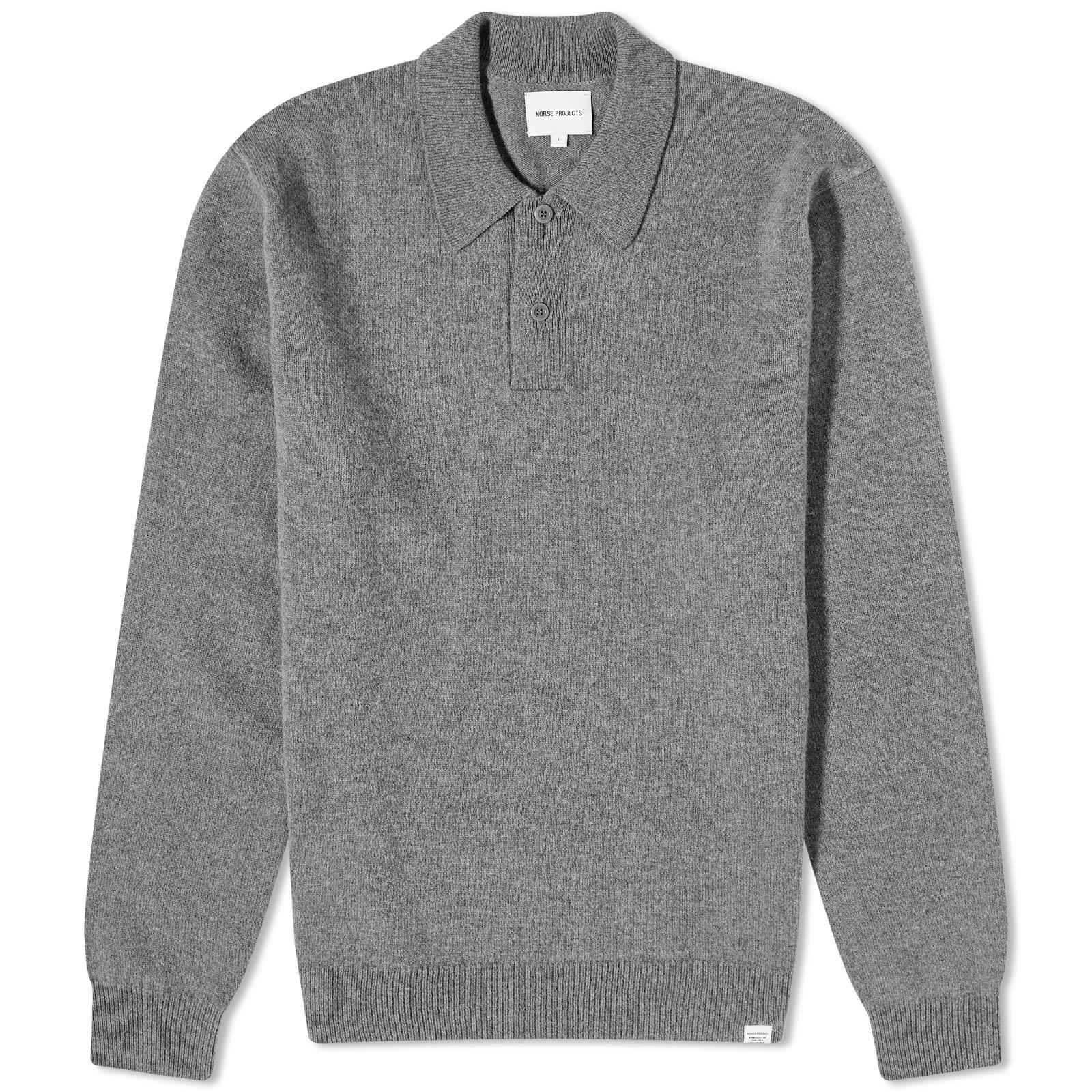 Norse Projects Marco Merino Lambswool Polo Grey Melange END. (US)