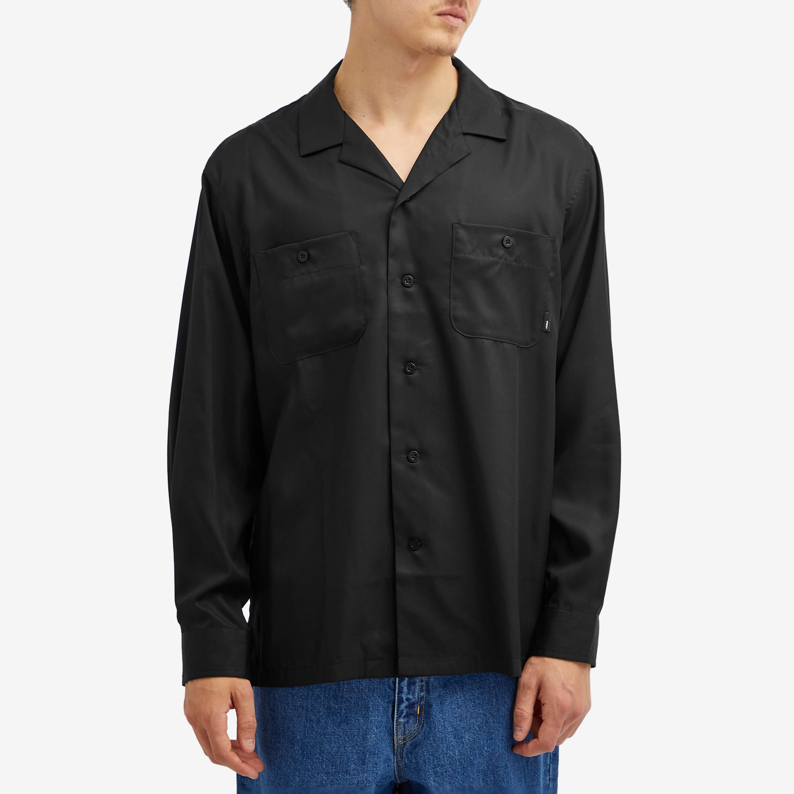 WTAPS Men's 08 Open Collar Chain Stitch Shirt Black - Curated Menswear